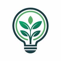 Renewable Energy Resources Logo with a Dynamic Plant Powered Light Bulb Eco Idea Light Bulb Logo vector
