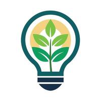 Renewable Energy Resources Logo with a Dynamic Plant Powered Light Bulb Eco Idea Light Bulb Logo vector