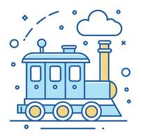 Comic Style Train Engine Outline illustration Train Engine Outline Logo vector