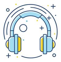 Playful Headset Illustration Comic Headphone icon Comic Style Audio Icon Colorful Headphone vector