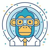 Comic Style Monkey Outline Logo Cute Monkey Logo vector