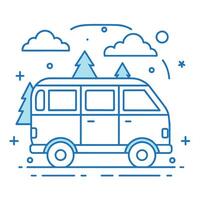 Comic Style Bus Outline illustration Bus Outline Logo vector