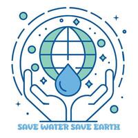 linda cómic estilo agua soltar ilustración salvar agua salvar tierra día ilustración vector