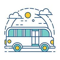 Comic Style Bus Outline illustration Bus Outline Logo vector