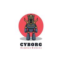 cyborg personaje mascota logo diseño ilustración vector