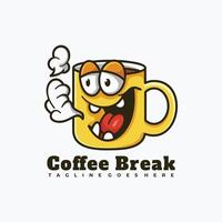 café taza mascota personaje logo diseño ilustración vector