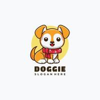 Doggie character mascot logo design illustration vector