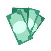 4 Banknotes. Stack of Dollar Bills. Foreign currency. Finance, money, cash. Green papers. Bank account. Isolated object on white background. Simple icon. Color image. Flat design. illustration vector