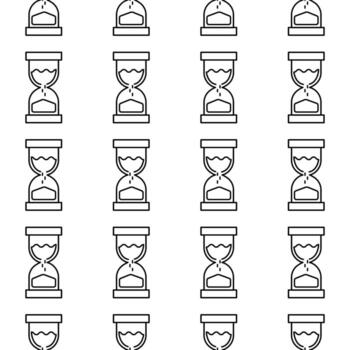 sin costura modelo de contorno reloj de arena. reloj de arena. simétrico impresión desde lineal cargando iconos hora es fluido. antiguo mirar. sencillo símbolo. infinidad. reloj. ilustración. vector