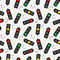 Pattern Traffic light and arrows. Green, yellow and red light. Road. Stop, go and wait signal. Circular arrows. Traffic regulation. Color image. Driving. Flat style. illustration vector