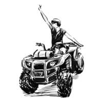 Drawing of a happy female drive ATV vector