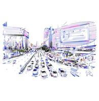 Sketch background of traffic jams in Bangkok Thailand vector