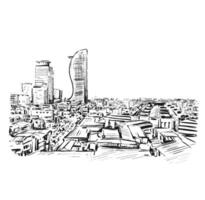 Drawing of Phnom Penh cityscape Cambodia vector