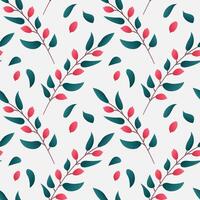 Pattern of branches with red wild berries. Cranberry or rosehip. Green foliage. Twig. Plant, botany. Gradient colors. Seamless simple print on a gray background. illustration. vector