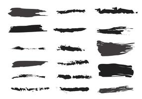 A set of brushstroke effect in black isolated on white background. vector