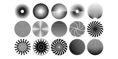 Circle design element in black and white isolated on white background. vector