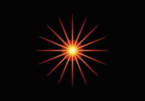 Sun ray sun burst in red yellow color on dark background. vector