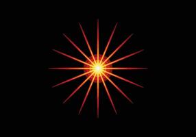 Sun ray sun burst in red yellow color on dark background. vector