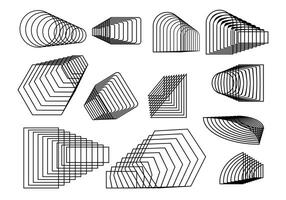 Ornamental geometric line bundle. Abstract polygon shape set. Modern curve line blend. vector