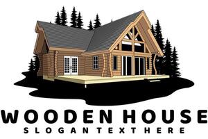 wooden cabin house illustration design vector