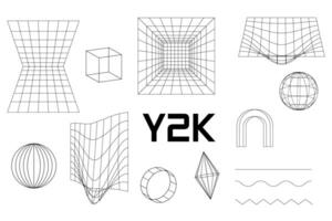 Set linear white geometric frame shape y2k, 3d . for poster, banner. vector