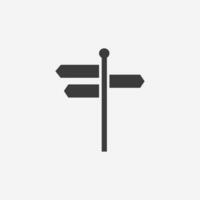 road, three way, arrow, direction icon isolated symbol sign vector
