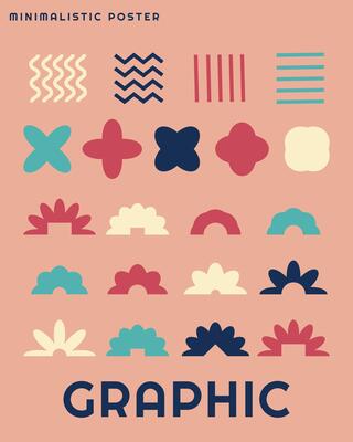 Brutalist minimalistic poster with abstract geometrical shapes various form. Trendy Y2K retro design banner. illustration.