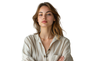 Portrait woman new normal lifestyle fashion concept on isolated transparent background png