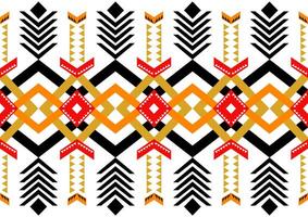 mezclado vistoso étnico tribal geométrico modelo textiles en blanco antecedentes. motivo fondo de pantalla. resumen rojo, negro, amarillo y naranja color nativo africano tela textura diseño- ilustración vector