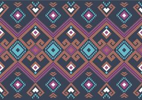 Seamless Mixed colorful ethnic tribal geometric motif pattern textile on indigo background. Abstract multicolor Native African ,batik Fabric texture design for clothing embroidery- vector