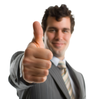 Businessman thumbs up on isolated transparent background png