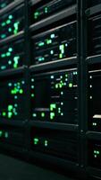 data center with multiple rows of fully operational server racks video
