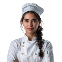 Young brazilian chef woman on isolated transparent background png