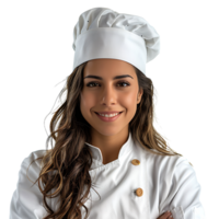 Young brazilian chef woman on isolated transparent background png