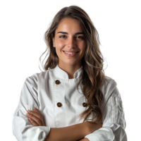 Young brazilian chef woman on isolated transparent background png