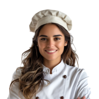 Young brazilian chef woman on isolated transparent background png