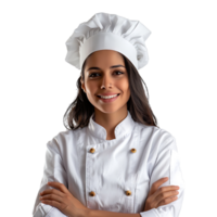 Young brazilian chef woman on isolated transparent background png