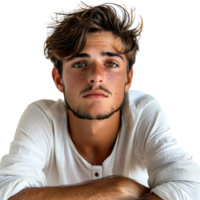 Sad young guy posing on isolated transparent background png