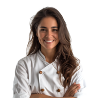 Young brazilian chef woman on isolated transparent background png