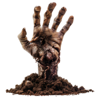 Zombie hand coming out of soil on isolated transparent background png