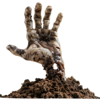 Zombie hand coming out of soil on isolated transparent background png