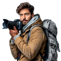 Male photographer on isolated transparent background png