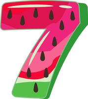 Watermelon Alphabet Number 7 design vector