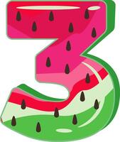 Watermelon Alphabet Number 3 design vector