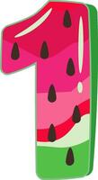 Watermelon Alphabet Number one design vector