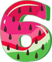 Watermelon Alphabet Number 6 design vector