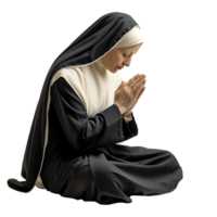 Nun praying on isolated transparent background png