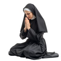 Nun praying on isolated transparent background png