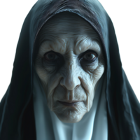 Evil scary nun on isolated transparent background png