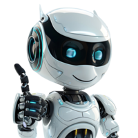 Cute ai robot chatbot thumbs up on isolated transparent background png